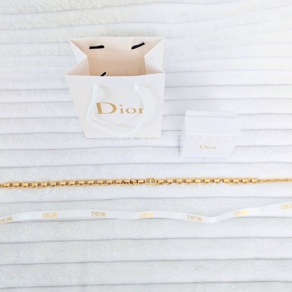 ​Dior Gold Tone CD Logo Choker Necklace - Gift Box & Bag Included, Price Is Firm